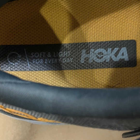 Hoka One One Clifton 8 Men's Charcoal and Mustard Athletic Shoes - Picture 4 of 9